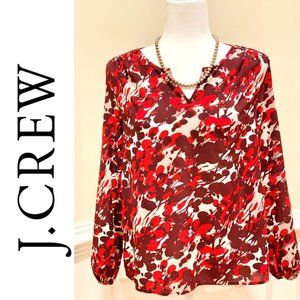 J.Crew Abstract Red/Rust Blouse, Size Small